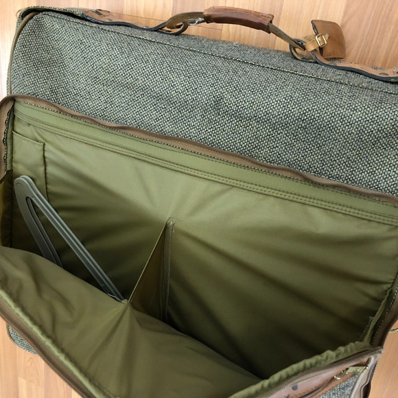 HARTMANN Vtg Tweed Leather Rolling Carry On Luggage Garment Bag Suitcase 24x22 - Picture 5 of 16